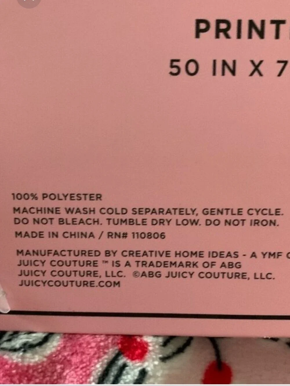 Juicy Couture Cherry Cakes Throw Blanket